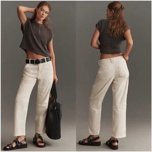 Anthropologie Pilcro The Wanderer Relaxed-Leg Corduroy Pants in Ivory Sz 30